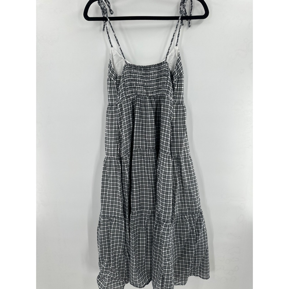 Abercrombie & Fitch Gingham Tiered Midi Dress Grey Small - Picture 5 of 7